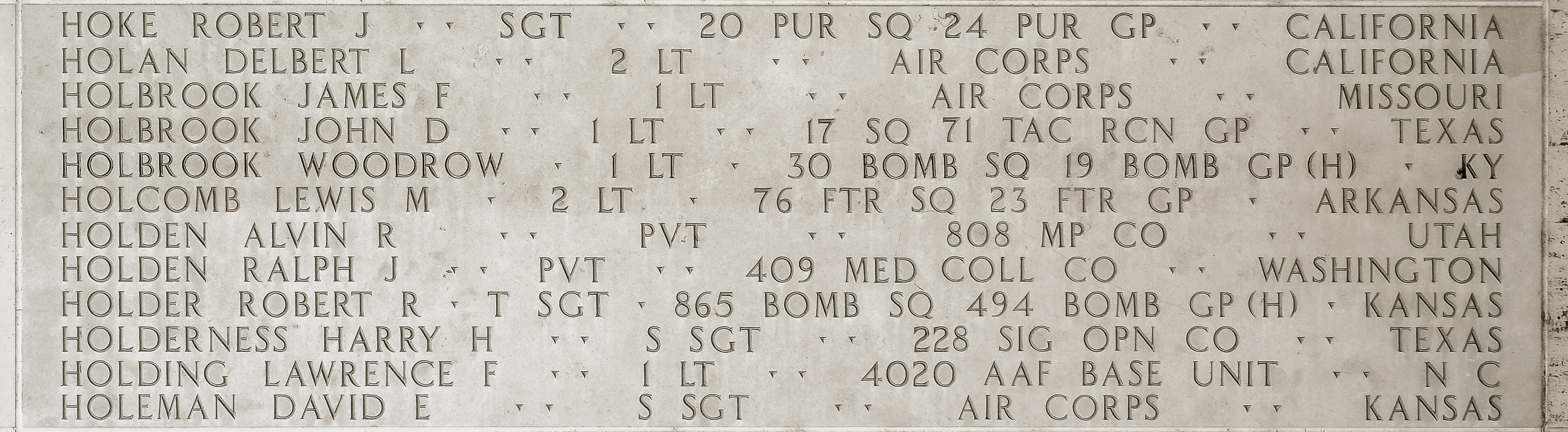 John D. Holbrook, First Lieutenant